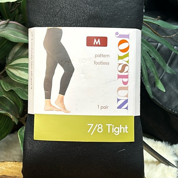 NWT JOY SPUN footless crackle weekend‎ tights black - Picture 1 of 5